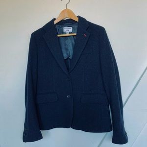 Herringbone Tweed Blue & Black Wool Blazer
